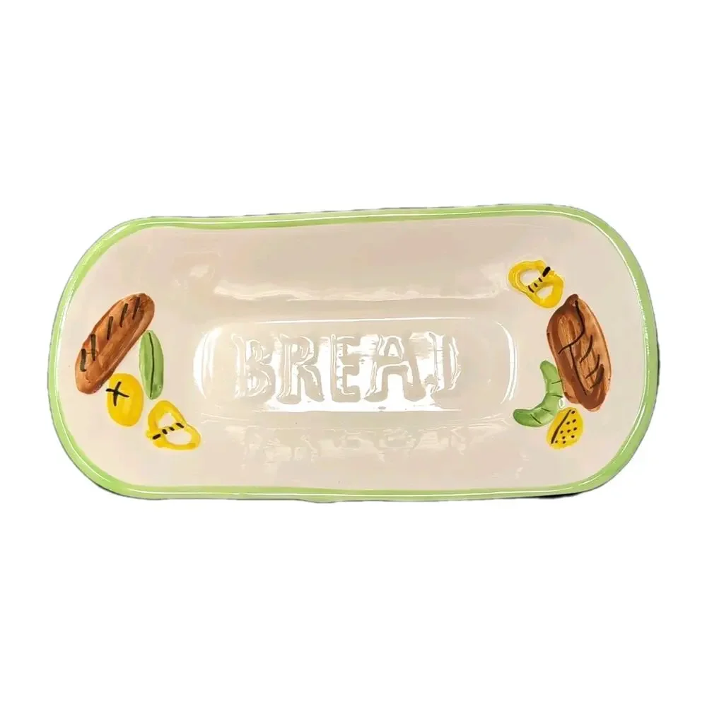 VTG Maurice Ceramics Of Calif USA Mid Century BREAD Ceramic Basket Tray Novelty‎